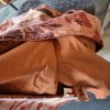 Bruin met bloemen gemêleerd plaid fluweel 130 x 170 cm 100% katoen, Imbarro, genaamd Throw Mye caramel , achterkant effen wandkleed/tafelkleed/ bed loper/sprei/plaid/kleed, ( op voorraad) V1 - Afbeelding 3