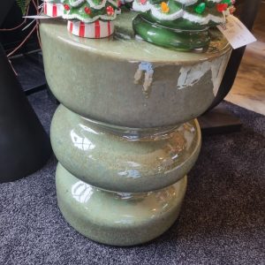 Groen geglazuurd aardewerk, kruk / poef 48 cm hoog x 34 cm doorsnede, Ter Steege, Stool stone caramel (op voorraad) V1