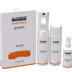 Onderhouds middel: Oranje care All in House 5 jaar garantie voor al uw stoffen meubelen en constructies. Voor 4 a 5 zitplekken bank  of ongeveer 10 a 12 eetkamerstoelen. AIH 5 jaar textile kit / 4 a 5 seat (op voorraad) V6 g