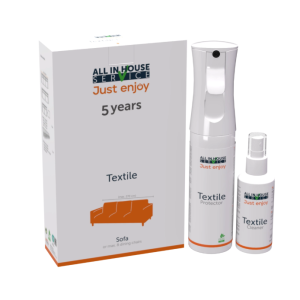 Onderhouds middel: Oranje care All in House 5 jaar garantie voor al uw stoffen meubelen en constructies. Voor 2 a 3 sits bank of ongeveer 6 a 8 eetkamerstoelen. AIH 5 jaar textile kit / 2 a 3 seat (op voorraad) V6 g