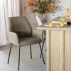 Geel mosterd, stof Donna, bureau/eetkamer stoel, breedte: 58 cm, diepte: 63 cm, zithoogte: 49 cm, armhoogte: 64 cm, totaalhoogte: 89 cm, Eleonora model Indy - mosterd met een zwart metaal onderstel, incl. korting  ( op Voorraad ) V4 - Afbeelding 4