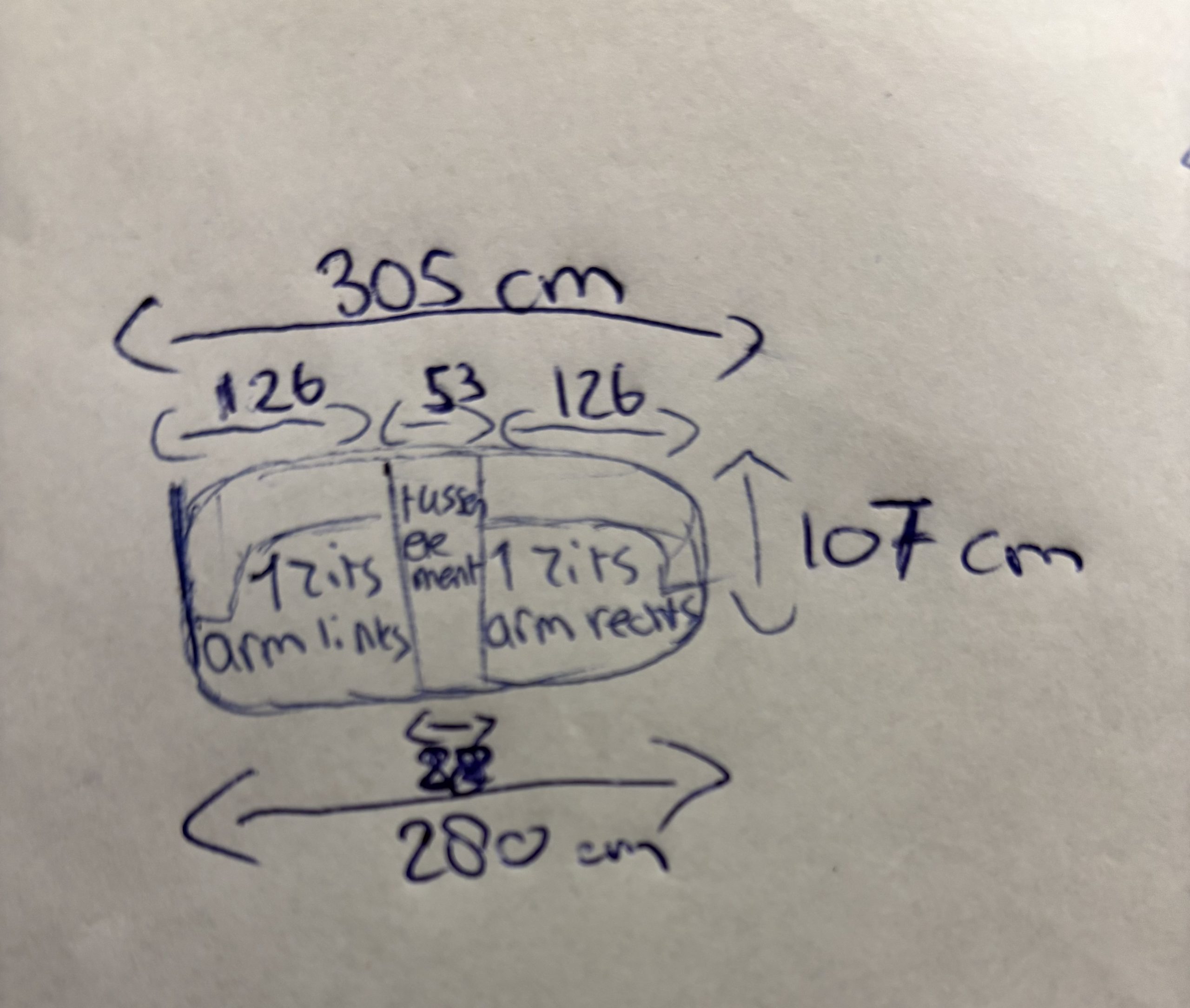 Beige, grijze, linnen, stof Cayenne-Shell, lengte: 305cm en 107cm diep, 3 elementen bank met vaste kussens,  model Emilia van Sevn  incl. 15% korting  V0 g - Afbeelding 6