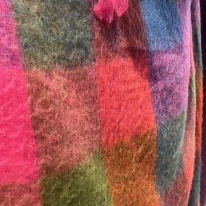 Roze groen blauw gemêleerd plaid 60% acryl 25% wol 15% nylon, Diga colmore, Throw Pink/green/blue , tafelkleed/bed loper/sprei/plaid/kleed, 130x170 cm (op voorraad) V1