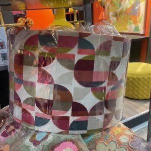 Roze bordeaux zand gemêleerd cilinder lampenkap, 22 cm hoog x 35 cm doorsnede, Diga Colmore, Shade magenta on gold, kan op een staande lamp en als hanglamp met een pendel (op voorraad) V2