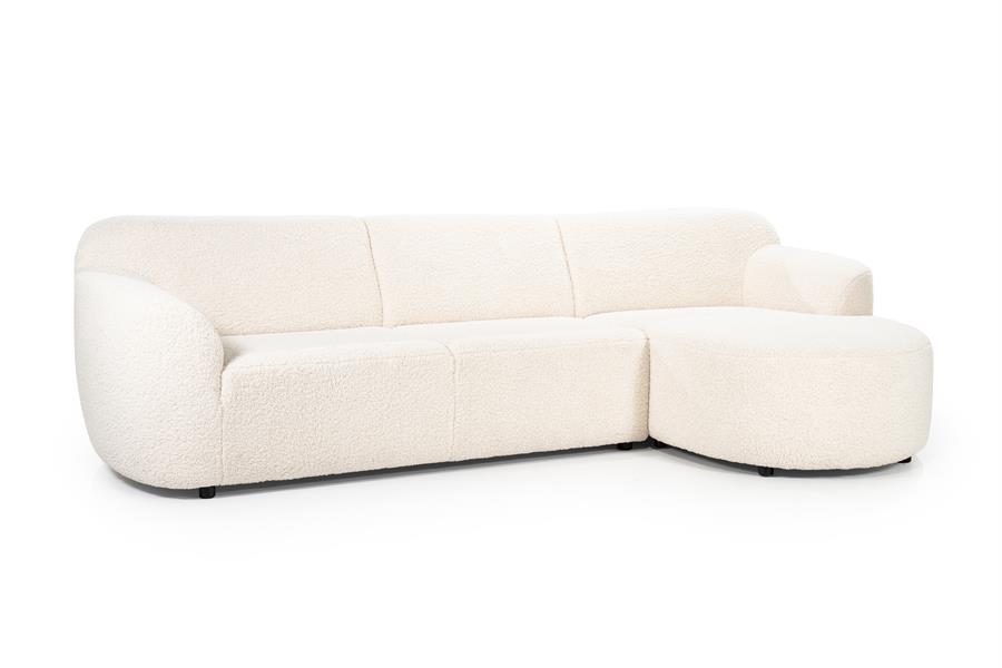 Beige, fluwelen stof met vleug, stof Panda Deluxe-Ivoor, lengte: 410cm en 325cm diep, 4 elementen bank met vaste kussens, model Ovie van Sevn incl. 15% korting V0 g - Afbeelding 3