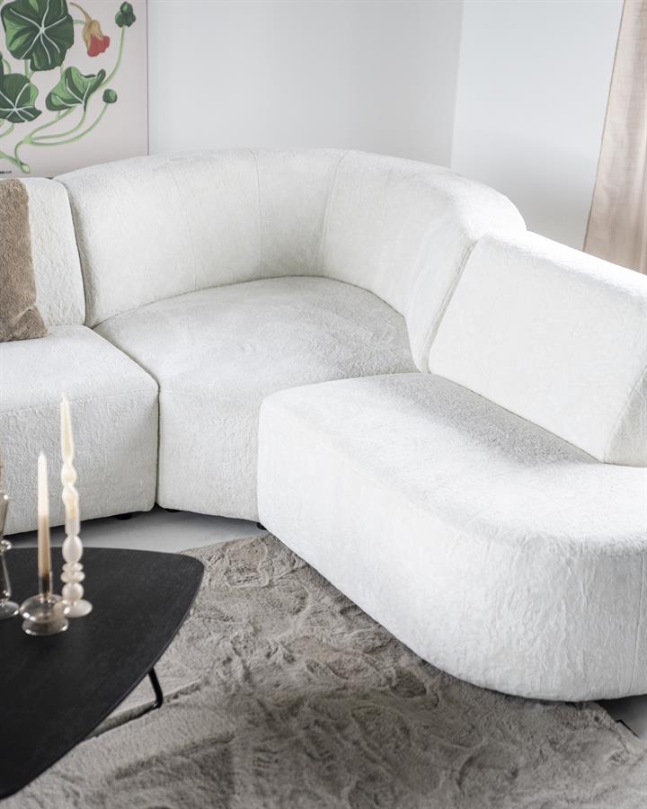 Beige, fluwelen stof met vleug, stof Panda Deluxe-Ivoor, lengte: 410cm en 325cm diep, 4 elementen bank met vaste kussens, model Ovie van Sevn incl. 15% korting V0 g - Afbeelding 2