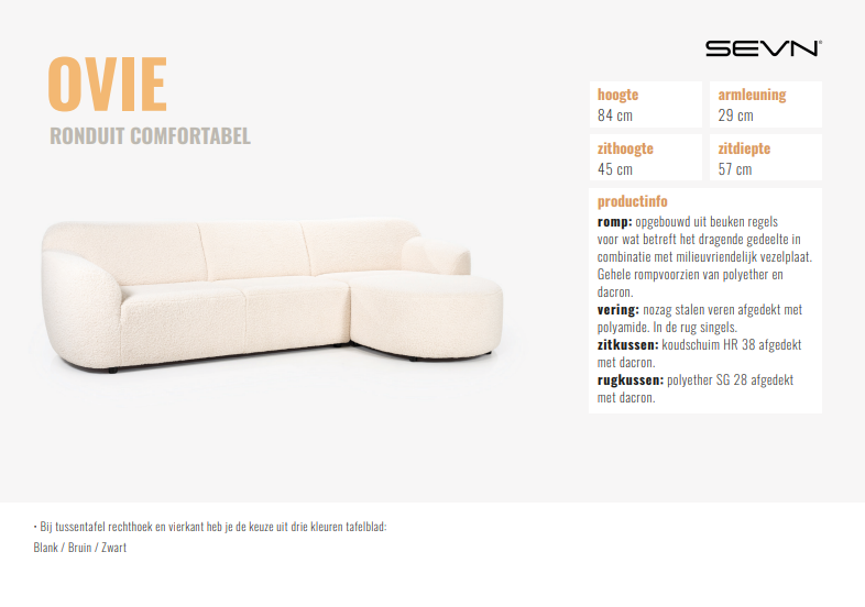 Beige, fluwelen stof met vleug, stof Panda Deluxe-Ivoor, lengte: 410cm en 325cm diep, 4 elementen bank met vaste kussens, model Ovie van Sevn incl. 15% korting V0 g - Afbeelding 6