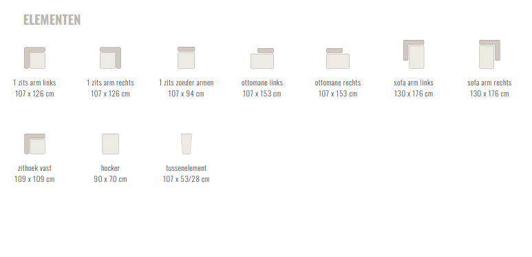 Beige, grijze, linnen, stof Cayenne-Shell, lengte: 305cm en 107cm diep, 3 elementen bank met vaste kussens,  model Emilia van Sevn  incl. 15% korting  V0 g - Afbeelding 4