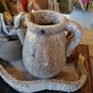 Grijs, aardewerk, Luimes & Luimes, geglazuurd craquelé bloem vaas plant pot Vienna 6-4 P 20x15x20 (op voorraad) v1