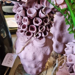 Roze bordeaux, aardewerk geglazuurde bloem vaas / plant pot Ciro, Isaa, Afmetingen (BxDxH): 17x17x40 cm, (op voorraad) v1