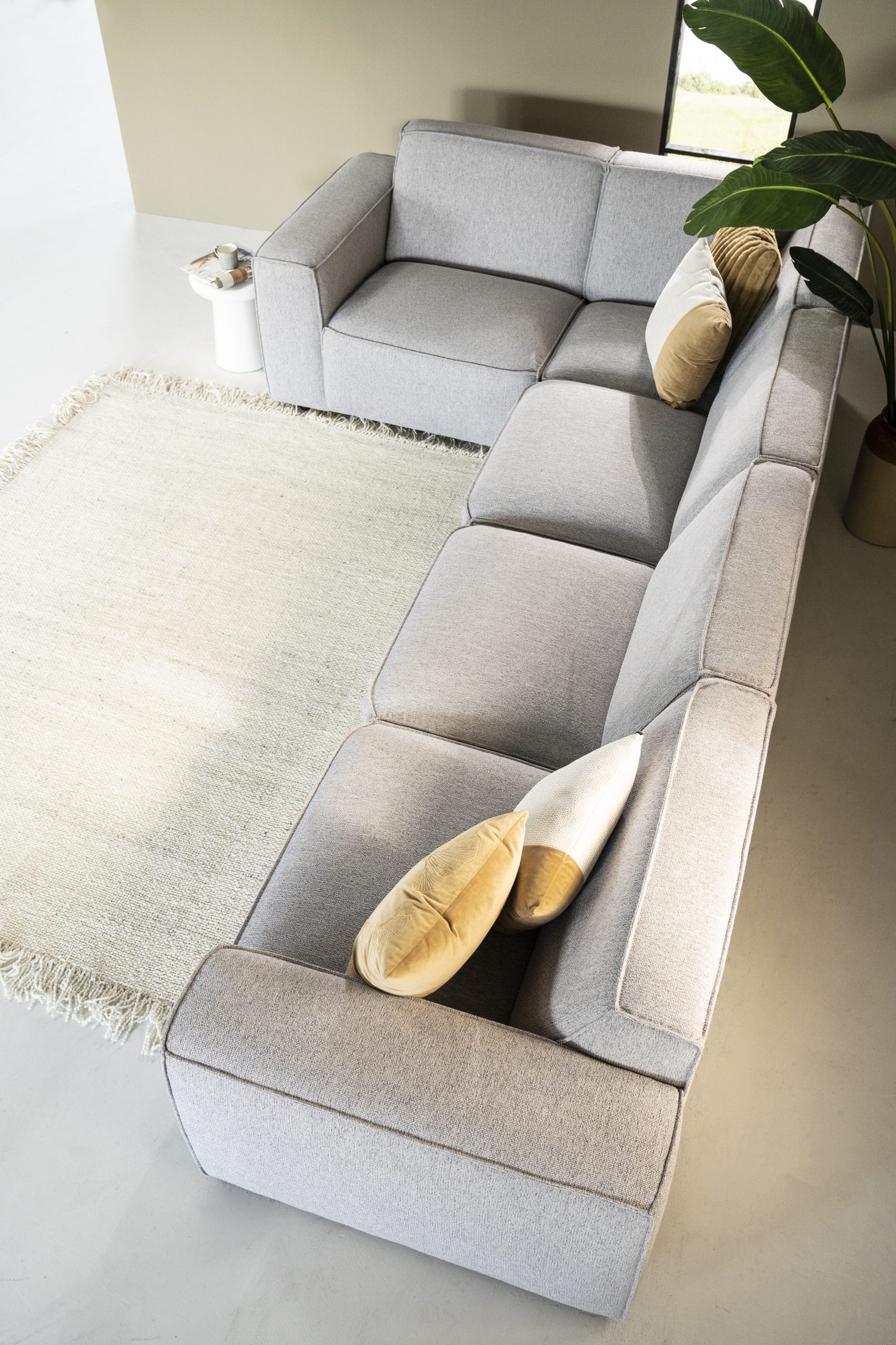 Bruin, stof Aphrodite-Mocca, links lengte: 245, en rechts lengte: 383 cm, 4 elementen bank met vaste kussens, model Amarillo van Sevn, incl. 15% korting V0 - Afbeelding 3