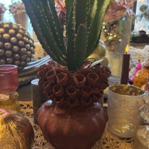 Rood bordeaux, aardewerk geglazuurde bloem vaas / plant pot Ciro, Isaa, Afmetingen (BxDxH): 17,5x17,5x21 cm, (op voorraad) v1