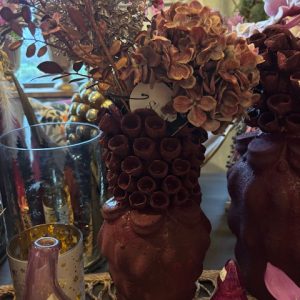 Rood bordeaux, aardewerk geglazuurde bloem vaas / plant pot Ciro, Isaa, Afmetingen (BxDxH): 15,5x15,5x32 cm,(op voorraad) v1