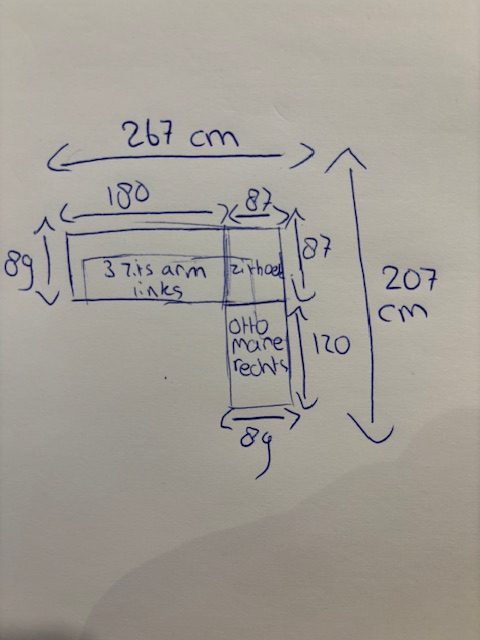 Bruin, roze, boucle stof, stofnaam: Venga- Hazel, 3 elementen bank met vaste kussens, totale afmeting, links: 267cm, rechts: lengte: 207, model Fleur van Sevn, incl. 15% korting, V0 g - Afbeelding 6