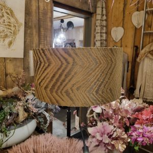 bruin fluweel glans zigzag motief , Diga Colmore, shade Domino cilinder rond model, 45 cm doorsnede en 23 cm hoog kan als hang en op staande voet worden gebruikt lampenkap / hang lampen kap (op voorraad) V1 (kopie)