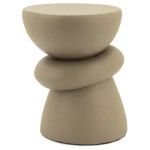 Bruin ijzeren afwerking gecoat krukje / bijzettafeltje organische vormen, By Boo, Kerun - brown, Afmetingen (BxDxH): 35x35x47 cm (op voorraad) V1