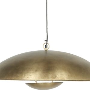 Gouden ronde ijzeren hanglamp, geschikt voor een lichtbron dikke fitting, Hoogendam Interiors by Mooss, 20x60x60 cm, hanglamp denver L (op voorraad) V2