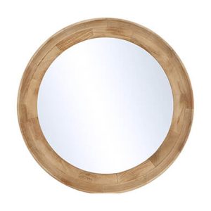 Bruine ronde houten spiegel, Hoogendam Interiors by Mooss, diameter 68 cm, (op voorraad) V1