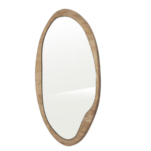 Bruin hout organisch spiegel, By Boo, een bijzondere vorm spiegel Laban - large  Afmetingen (BxDxH): 50x2x100 cm Met goede ophang haak aan de achterkant  (op voorraad }  V 1