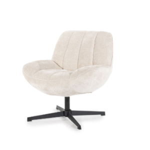 Beige stof, Met metalen draaipoot, lounge stoel / fauteuil Fauteuil Derby - beige van By boo,  Afmetingen (BxDxH): 72x75x80 cm ( op voorraad ) V 1