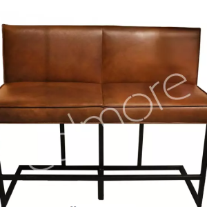 Bruin leer bar bank, (BxDxH): 140x60x117, Bar bench Portel brandy buffalo leather Diga Colmore, met metalen poten. V0
