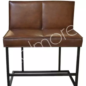 Bruin leer bar bank, (BxDxH): 100x60x117, Bar bench Portel brandy leather Diga Colmore, met metalen poten. V0