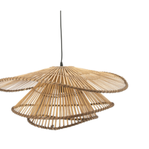 Bruin naturel touw hanglamp/lamp, Afmetingen (BxDxH): 65x65x29,5cm, By Boo, Yarin , compleet met wit ophang koord en plafond kap/dop (op voorraad) V2