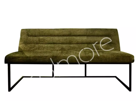 Groen fluweel eetkamer bank met capiton, (BxDxH): 160x65x87cm, Dining bench CABRIL Diga Colmore, met metalen poten, Kan ook als eetkamer stoel en als barbank besteld worden. V0 - Afbeelding 4