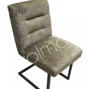 Groen fluweel eetkamer stoel met capiton, (BxDxH): 48x60x90cm, Dining chair CABRIL Diga Colmore, met metalen poten, Kan ook als barbank en als eetkamer bank besteld worden. V0