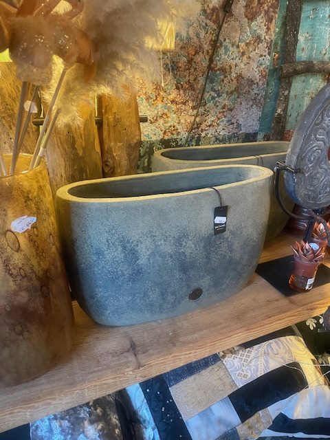 Bruine, aardewerk mat ovaal plant pot - bloem vaas, planter oval grande ancient earth Brynx, Wisp B.V. lang 44 cm, breed / diep 13 cm, hoogte 29 cm (op voorraad) V2 - Afbeelding 2