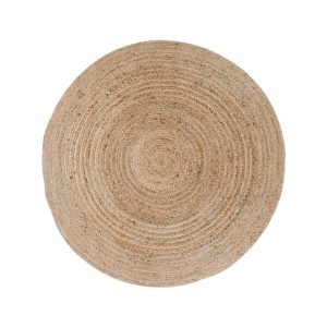 Bruin beige gevlochten jute vloerkleed rond ,Rocaflor, tapijt /tafelloper / runner / badmat , Doorsnede 90cm (op voorraad) V2