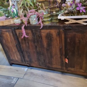 Bruin hout gerecycled massief tv meubel dressoir Wand kast, Hoogendam Interiors by Mooss : 4 deuren voorzien van midden plank achter de deurtjes, 150 cm breed 85 cm hoog en 40 cm diep (op voorraad) V1