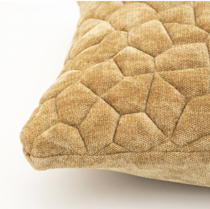 Geel oker goud kussen zacht met patroon 50x50cm 100% polyester, By Boo, Pillow Stitch - Gold, achterkant gelijk aan voorkant, incl. binnen kussen ( op voorraad ) V6 - Afbeelding 2