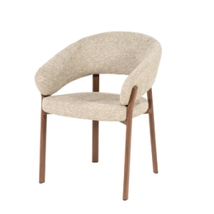 Bruin beige, eetkamerstoel/stoel Chair Sedia with armrest - brown, van By Boo, (BxDxH) , 57x61x79,5 cm, Metalen hout look poten (op voorraad) V4