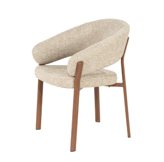 Bruin beige, eetkamerstoel/stoel Chair Sedia with armrest - brown, van By Boo, (BxDxH) , 57x61x79,5 cm, Metalen hout look poten (op voorraad) V4 - Afbeelding 2