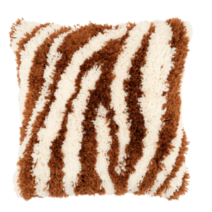 Oranje beige kussen zacht hoogpolig zebra print 50x50cm, polyester en katoen, By Boo, Pillow Mart caramel, incl. binnen kussen ( op voorraad ) V6