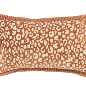 Oranje terracotta beige kussen met panterprint 40x60cm Viscose en katoen, By Boo, Pillow Cowy, achterkant oranje beige met strepen, incl. binnen kussen ( op voorraad ) V6