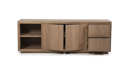 Bruin eikenhout dressoir tv meubel 2 deuren, 2 laden | Vakken: 45x40x27 cm van Eleonora genaamd , Dressoir Helsinki - lichtbruin, afmetingen (Bx Dx H): 200x42x70 cm (op voorraad) v1 - Afbeelding 2