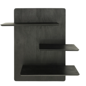 Zwart hout wand / plank schap, By Boo, met blinde ophang armatuur, Seco - black, Afmetingen (BxDxH): 60x23x90 cm (op voorraad) v1