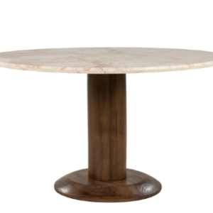 Beige bruin rond eettafel marmeren blad houten onderstel van Eleonora, genaamd Ted, Afmetingen (BxDxH): 130x130x76 cm ( op voorraad) V 1