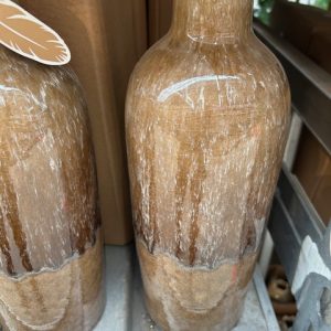 Bruin beige aardewerk geglazuurd kruik bloemen vaas met hals , plant pot, Plume, bottle Novell Mocca, Hoogte 30,5 cm x Diepte 12 cm (op voorraad) V2