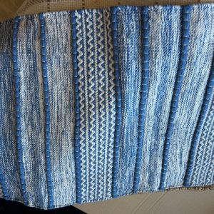 blauw wit katoen met patroon, runner tafel loper, Lime-Light, rechthoek lengte: 55cm breedte: 95cm (op voorraad) V1