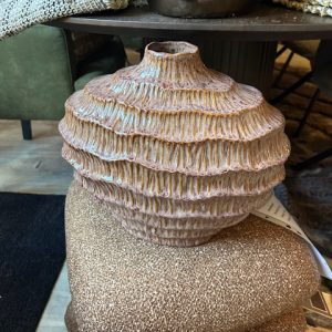 Oranje roze gemêleerd Keramiek, geglazuurd, plant pot /  bloem vaas, Diga Colmore, Vase Omar ceramic, hoogte: 33 cm, breedte: 28 cm en diepte 21 cm (op voorraad) V2