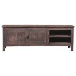 Bruin massief hout tv televisie wand meubel kast dressoir, Hoogendam Interiors by Mooss, : 2 deurs links met midden plank, rechts open vak met midden plank, 1.63 lang 53 hoog en 41 diep  v0
