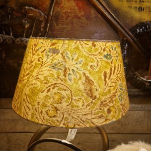 Geel oranje blauw linnen lampenkap, Light & Living, bedruk met bloemen / bladeren, voor op staande lampen voet, binnenkant wit, transparant, Hoogte 19 cm Boven doorsnee 30 cm Onder doorsnee 35 cm. (op voorraad) v1