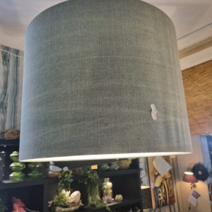 Blauw linnen lampenkap cilinder, Light & Living, voor op staande lampen voet of voor hangend gebruik, binnenkant wit, niet transparant, Hoogte 42 cm en doorsnee 54 cm  (op voorraad) v1