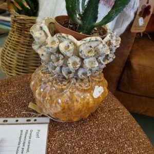 Oranje zand aardewerk geglazuurde bloem vaas / plant pot Ciro, Isaa, Afmetingen (BxDxH): 17,5x17,5x21 cm,   (op voorraad) v1