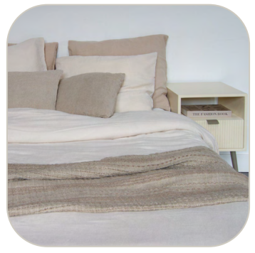 Beige taupe bruin plaid 100% linnen, House in Style Passion for linnen, genaamd Sam kleur naturel, bed loper / sprei / kleed, 140 x 260 cm, V0 - Afbeelding 2
