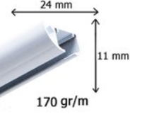 Zwart Aluminium rail DS, Forest Group, 4 m lang (20x4mtr), hoogte van 11 mm en een breedte van 24 mm. zonder ophang atributen V1000 - Afbeelding 3