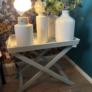 Grijs houten dienblad met houten onderstel, Art Sensation, dienblad kan ook los worden gebruikt, bijzettafel / tafel / plant tafel, dienblad: 63x42x66 cm, onderstel: 58x40x50 cm (op voorraad) V1